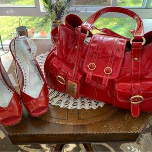 Maxx New York Signature Red Patent Bag